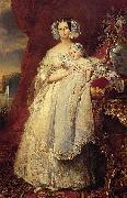 Franz Xaver Winterhalter Portrait of Helena of Mecklemburg-Schwerin, Duchess of Orleans with her son the Count of Paris Germany oil painting artist